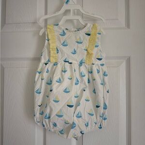Stitchy Fish Bubble Size 18 Months Sailboat Blue Yellow Cotton Preppy Vacation